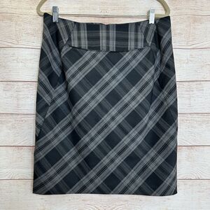 Vintage AB Studio 90s Y2K Black Gray Plaid Pencil Skirt Mob Mafia Wife Women's 8